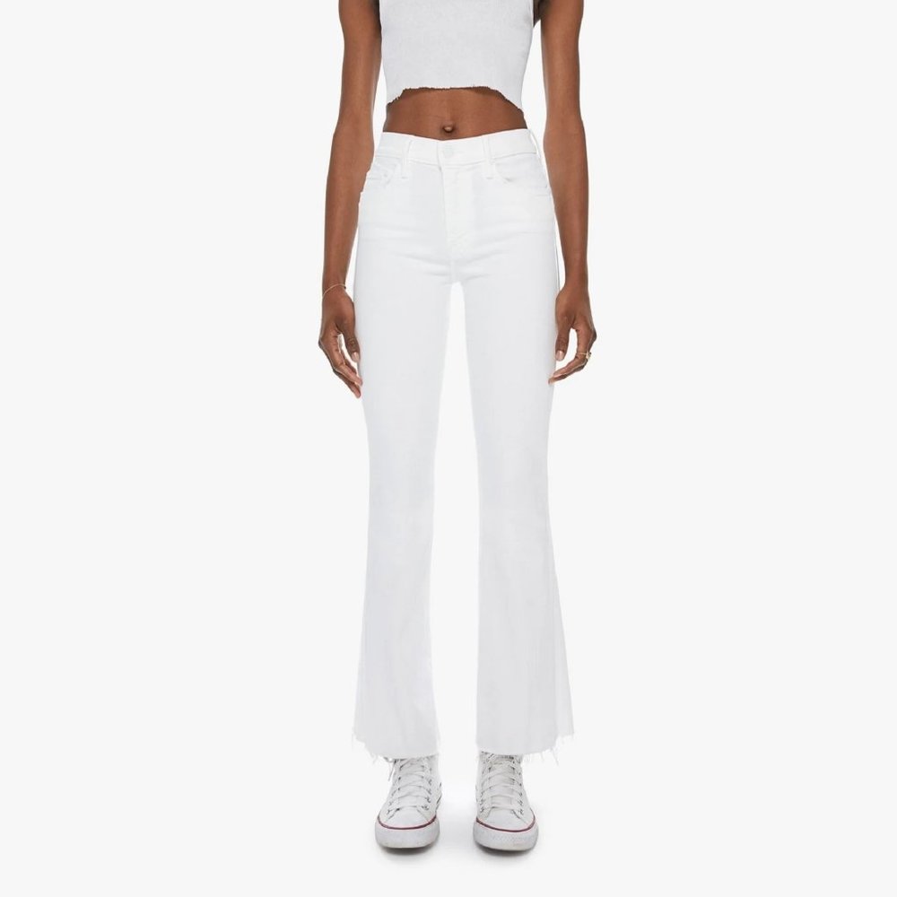 Mother The Weekender Frayed White Jeans 29 Retail $230